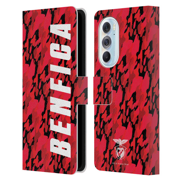 S.L. Benfica 2021/22 Crest Camouflage Leather Book Wallet Case Cover For Motorola Edge X30