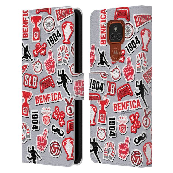 S.L. Benfica 2021/22 Crest Stickers Leather Book Wallet Case Cover For Motorola Moto E7 Plus