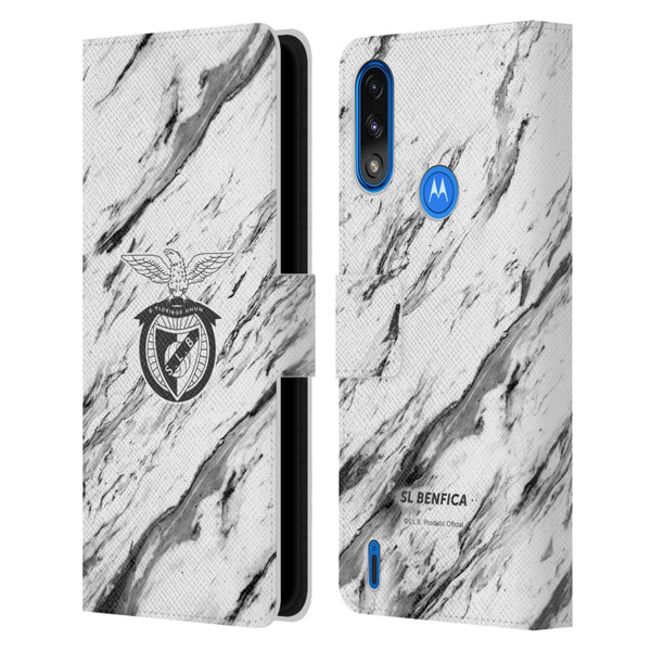 S.L. Benfica 2021/22 Crest Marble Leather Book Wallet Case Cover For Motorola Moto E7 Power / Moto E7i Power