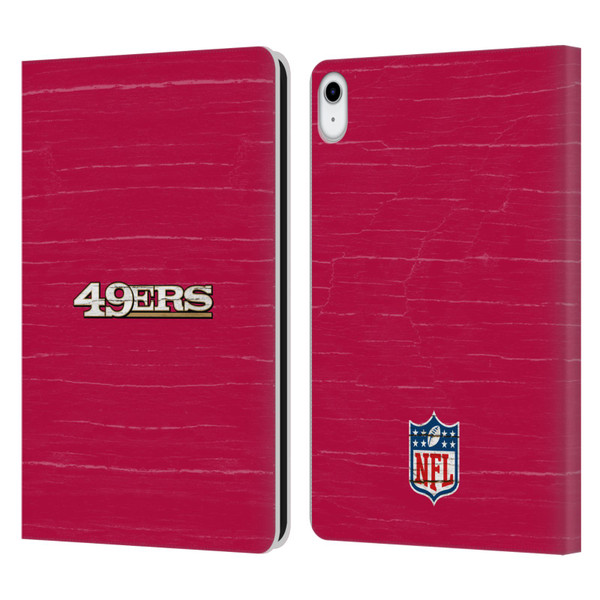 NFL San Francisco 49Ers Logo Distressed Look Leather Book Wallet Case Cover For Apple iPad 10.9 (2022)