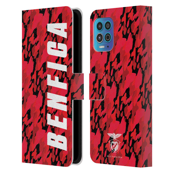 S.L. Benfica 2021/22 Crest Camouflage Leather Book Wallet Case Cover For Motorola Moto G100