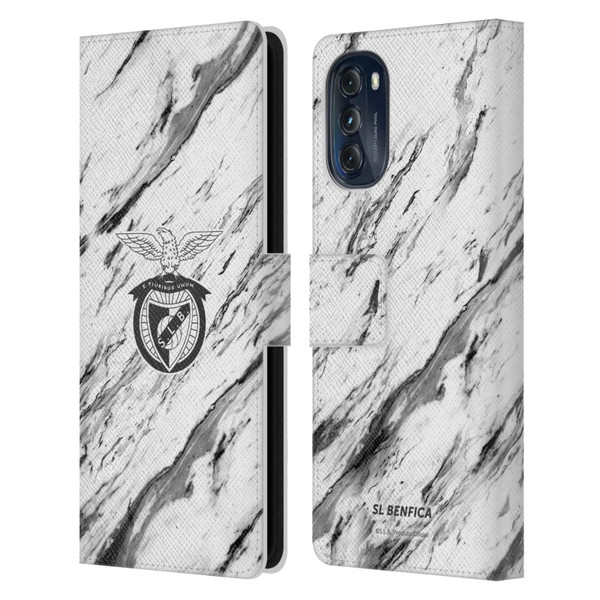 S.L. Benfica 2021/22 Crest Marble Leather Book Wallet Case Cover For Motorola Moto G (2022)