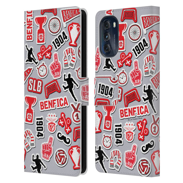 S.L. Benfica 2021/22 Crest Stickers Leather Book Wallet Case Cover For Motorola Moto G (2022)