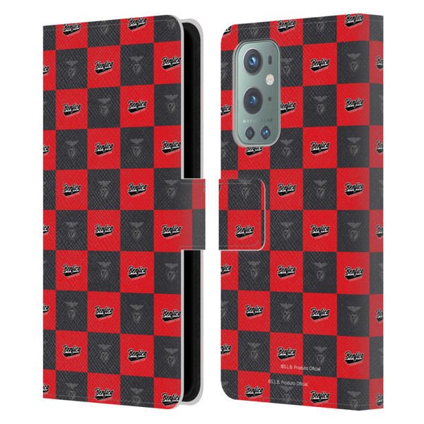 S.L. Benfica 2021/22 Crest Logo Pattern Leather Book Wallet Case Cover For OnePlus 9