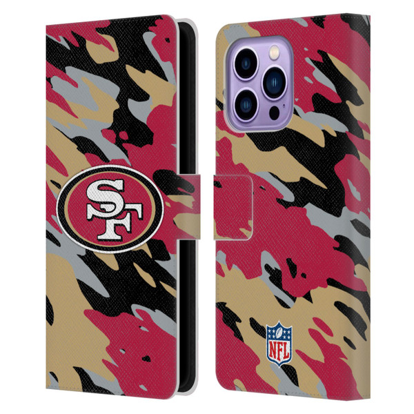 NFL San Francisco 49Ers Logo Camou Leather Book Wallet Case Cover For Apple iPhone 14 Pro Max