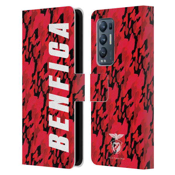 S.L. Benfica 2021/22 Crest Camouflage Leather Book Wallet Case Cover For OPPO Find X3 Neo / Reno5 Pro+ 5G