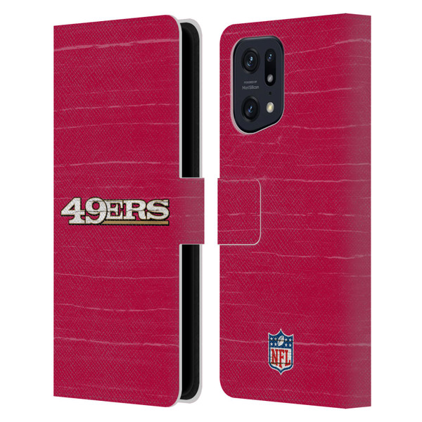 NFL San Francisco 49Ers Logo Distressed Look Leather Book Wallet Case Cover For OPPO Find X5