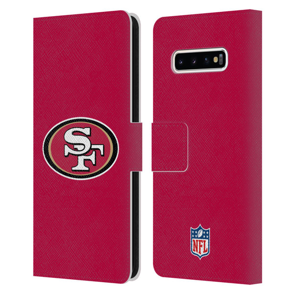 NFL San Francisco 49Ers Logo Plain Leather Book Wallet Case Cover For Samsung Galaxy S10+ / S10 Plus