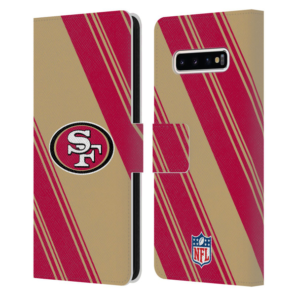 NFL San Francisco 49ers Artwork Stripes Leather Book Wallet Case Cover For Samsung Galaxy S10+ / S10 Plus