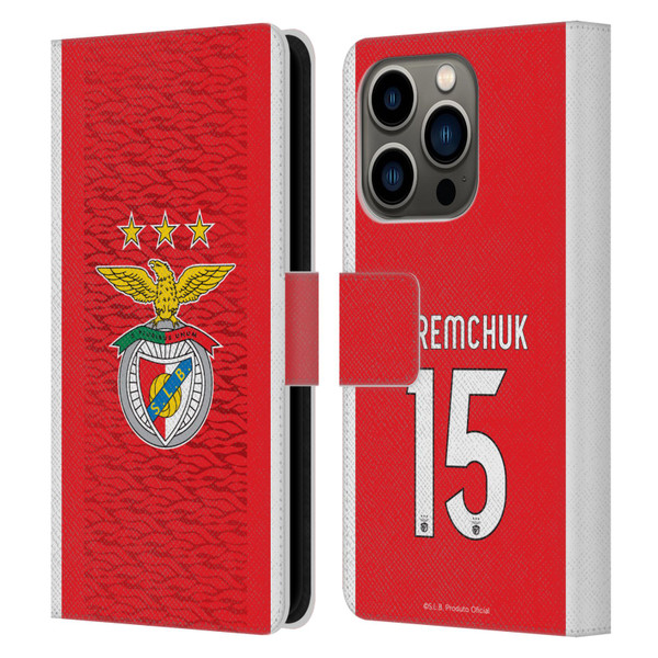S.L. Benfica 2021/22 Players Home Kit Roman Yaremchuk Leather Book Wallet Case Cover For Apple iPhone 14 Pro