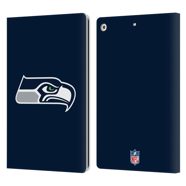 NFL Seattle Seahawks Logo Plain Leather Book Wallet Case Cover For Apple iPad 10.2 2019/2020/2021