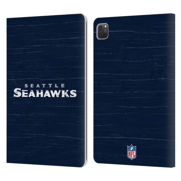NFL Seattle Seahawks Logo Distressed Look Leather Book Wallet Case Cover For Apple iPad Pro 11 2020 / 2021 / 2022