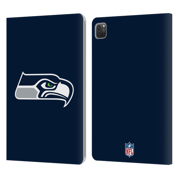 NFL Seattle Seahawks Logo Plain Leather Book Wallet Case Cover For Apple iPad Pro 11 2020 / 2021 / 2022