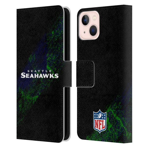 NFL Seattle Seahawks Logo Blur Leather Book Wallet Case Cover For Apple iPhone 13
