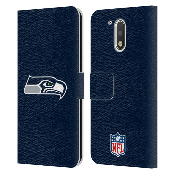 NFL Seattle Seahawks Logo Plain Leather Book Wallet Case Cover For Motorola Moto G41