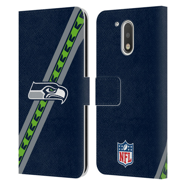NFL Seattle Seahawks Logo Stripes Leather Book Wallet Case Cover For Motorola Moto G41