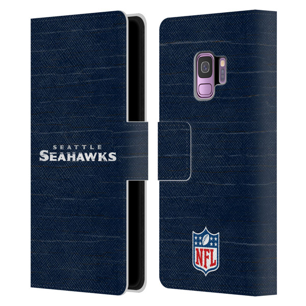 NFL Seattle Seahawks Logo Distressed Look Leather Book Wallet Case Cover For Samsung Galaxy S9