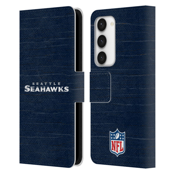 NFL Seattle Seahawks Logo Distressed Look Leather Book Wallet Case Cover For Samsung Galaxy S23 5G