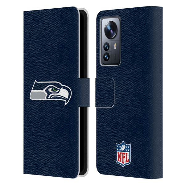 NFL Seattle Seahawks Logo Plain Leather Book Wallet Case Cover For Xiaomi 12 Pro