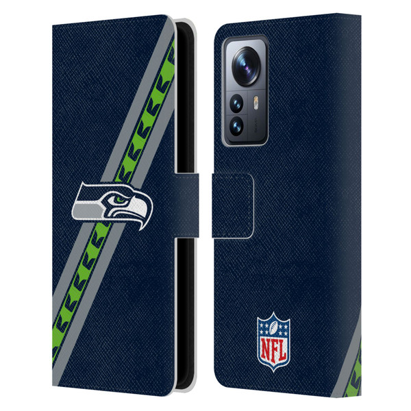 NFL Seattle Seahawks Logo Stripes Leather Book Wallet Case Cover For Xiaomi 12 Pro