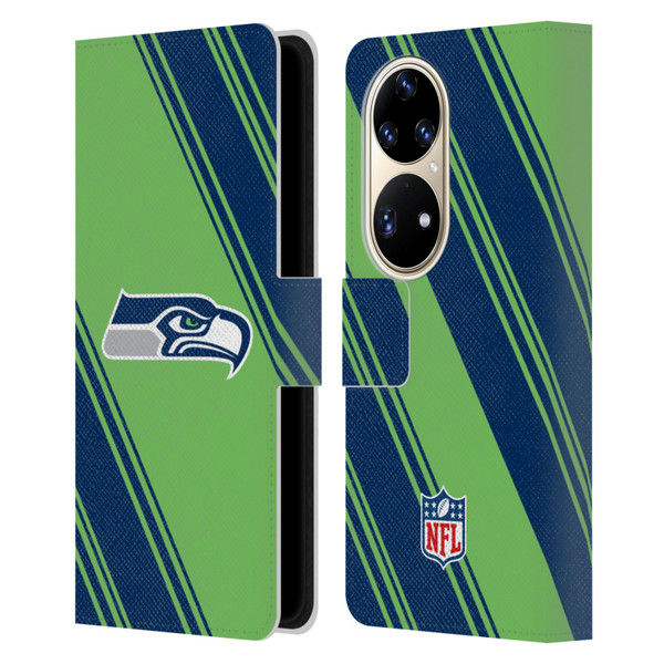 NFL Seattle Seahawks Artwork Stripes Leather Book Wallet Case Cover For Huawei P50 Pro