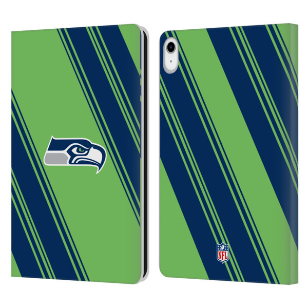 NFL Seattle Seahawks Artwork Stripes Leather Book Wallet Case Cover For Apple iPad 10.9 2022/2025