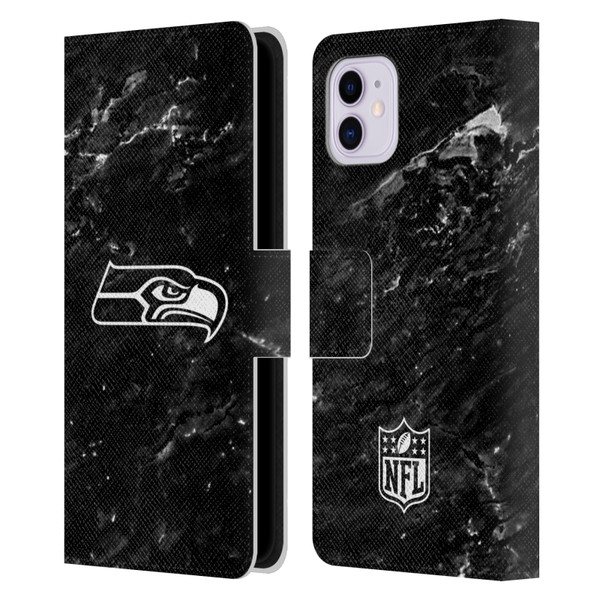 NFL Seattle Seahawks Artwork Marble Leather Book Wallet Case Cover For Apple iPhone 11