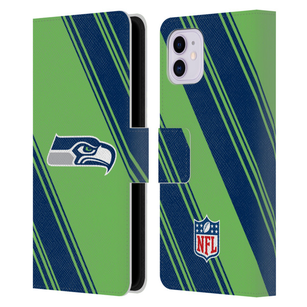 NFL Seattle Seahawks Artwork Stripes Leather Book Wallet Case Cover For Apple iPhone 11