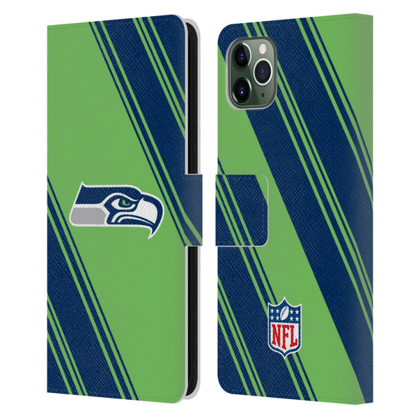 NFL Seattle Seahawks Artwork Stripes Leather Book Wallet Case Cover For Apple iPhone 11 Pro Max
