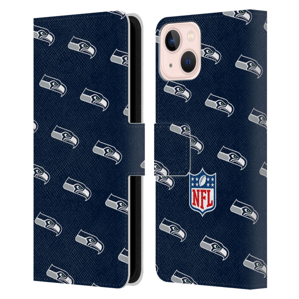 NFL Seattle Seahawks Artwork Patterns Leather Book Wallet Case Cover For Apple iPhone 13