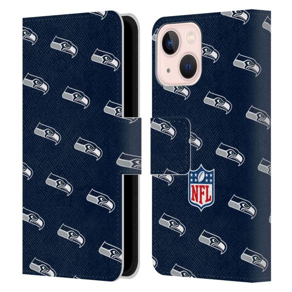 NFL Seattle Seahawks Artwork Patterns Leather Book Wallet Case Cover For Apple iPhone 13 Mini