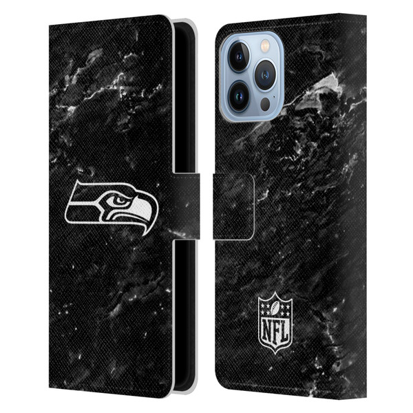 NFL Seattle Seahawks Artwork Marble Leather Book Wallet Case Cover For Apple iPhone 13 Pro Max