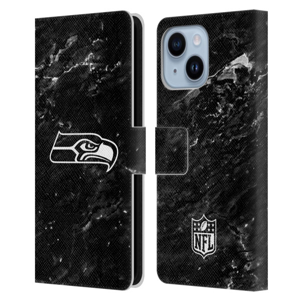 NFL Seattle Seahawks Artwork Marble Leather Book Wallet Case Cover For Apple iPhone 14 Plus