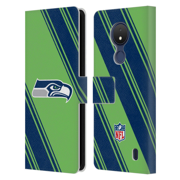 NFL Seattle Seahawks Artwork Stripes Leather Book Wallet Case Cover For Nokia C21