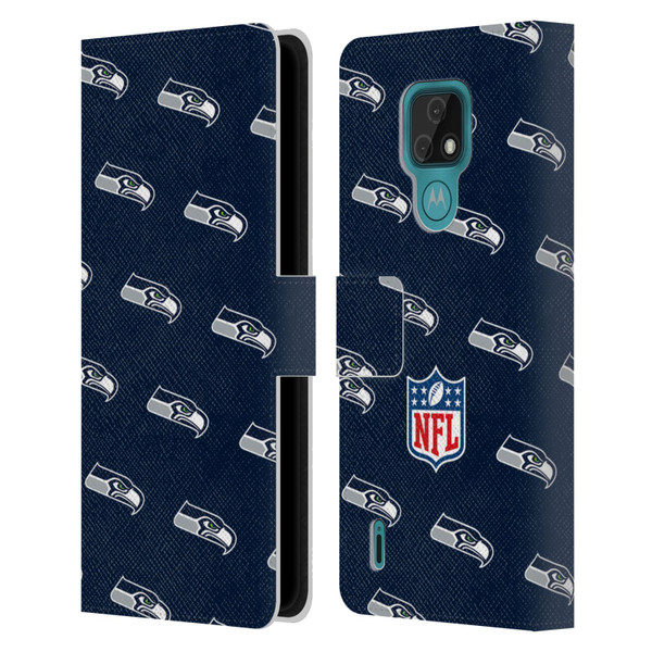 NFL Seattle Seahawks Artwork Patterns Leather Book Wallet Case Cover For Motorola Moto E7