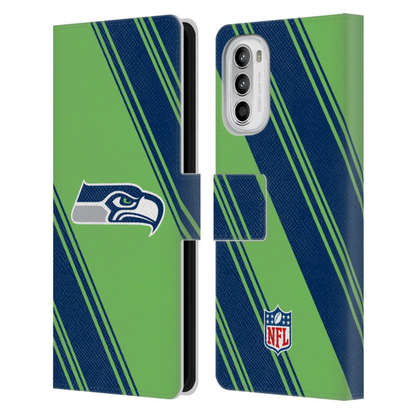 NFL Seattle Seahawks Artwork Stripes Leather Book Wallet Case Cover For Motorola Moto G52