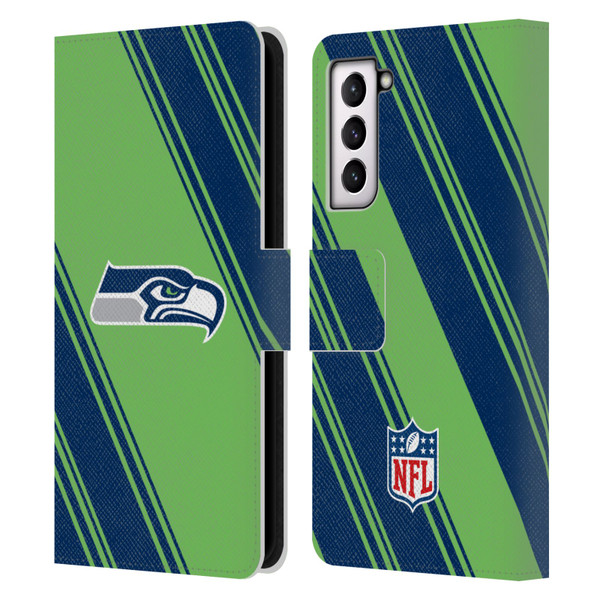NFL Seattle Seahawks Artwork Stripes Leather Book Wallet Case Cover For Samsung Galaxy S21 5G