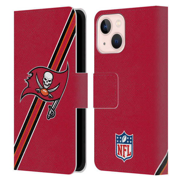 NFL Tampa Bay Buccaneers Logo Stripes Leather Book Wallet Case Cover For Apple iPhone 13 Mini