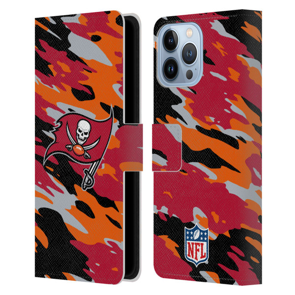 NFL Tampa Bay Buccaneers Logo Camou Leather Book Wallet Case Cover For Apple iPhone 13 Pro Max