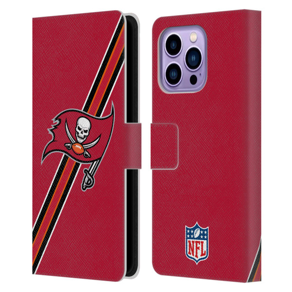 NFL Tampa Bay Buccaneers Logo Stripes Leather Book Wallet Case Cover For Apple iPhone 14 Pro Max