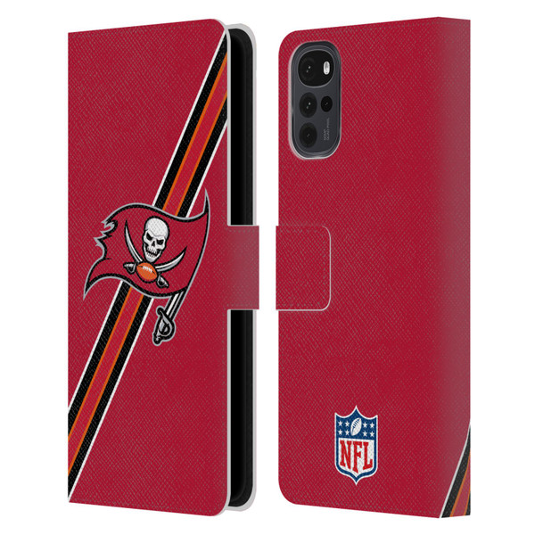 NFL Tampa Bay Buccaneers Logo Stripes Leather Book Wallet Case Cover For Motorola Moto G22