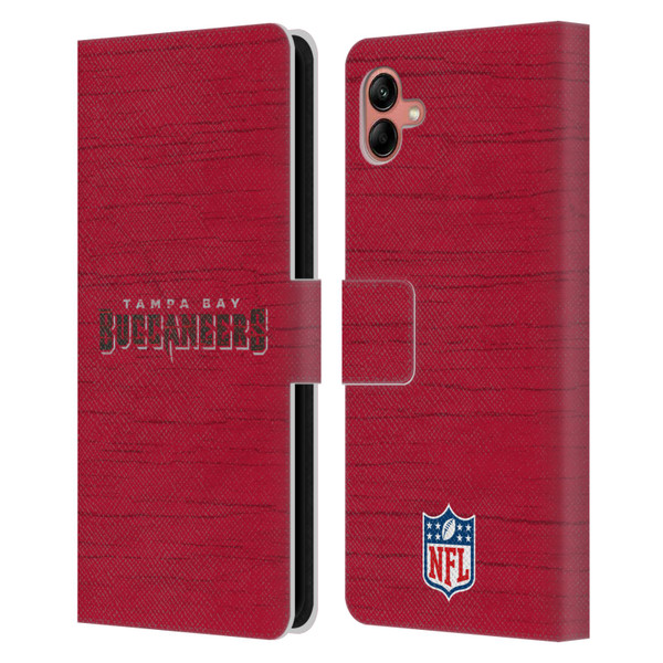 NFL Tampa Bay Buccaneers Logo Distressed Look Leather Book Wallet Case Cover For Samsung Galaxy A04 (2022)