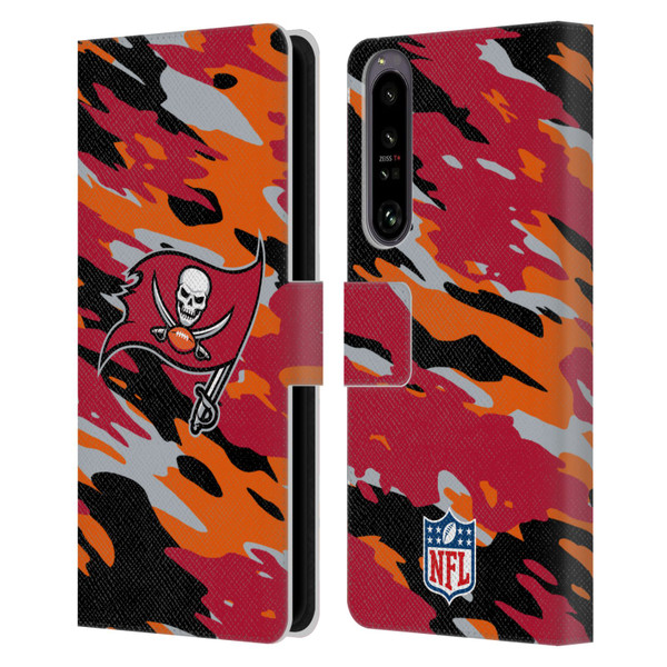 NFL Tampa Bay Buccaneers Logo Camou Leather Book Wallet Case Cover For Sony Xperia 1 IV