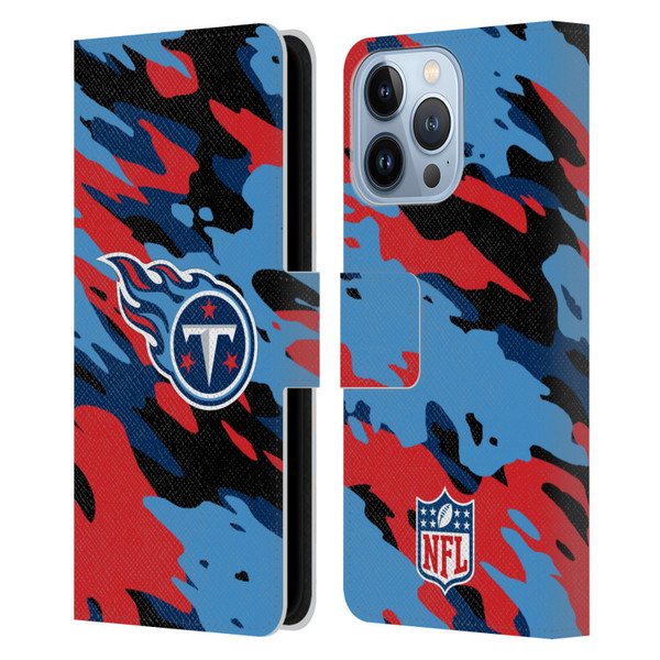 NFL Tennessee Titans Logo Camou Leather Book Wallet Case Cover For Apple iPhone 13 Pro