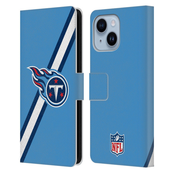 NFL Tennessee Titans Logo Stripes Leather Book Wallet Case Cover For Apple iPhone 14 Plus