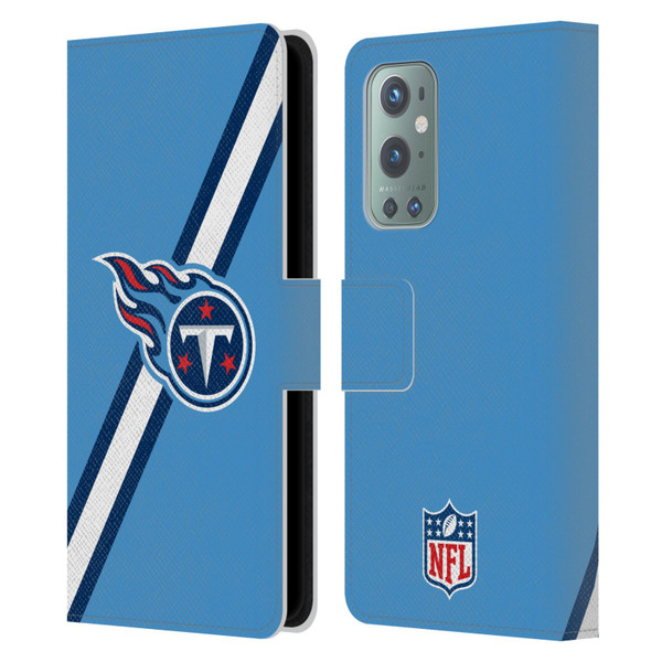 NFL Tennessee Titans Logo Stripes Leather Book Wallet Case Cover For OnePlus 9