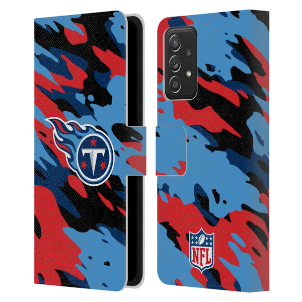 NFL Tennessee Titans Logo Camou Leather Book Wallet Case Cover For Samsung Galaxy A52 / A52s / 5G (2021)