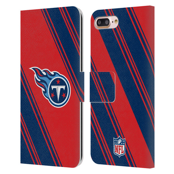 NFL Tennessee Titans Artwork Stripes Leather Book Wallet Case Cover For Apple iPhone 7 Plus / iPhone 8 Plus