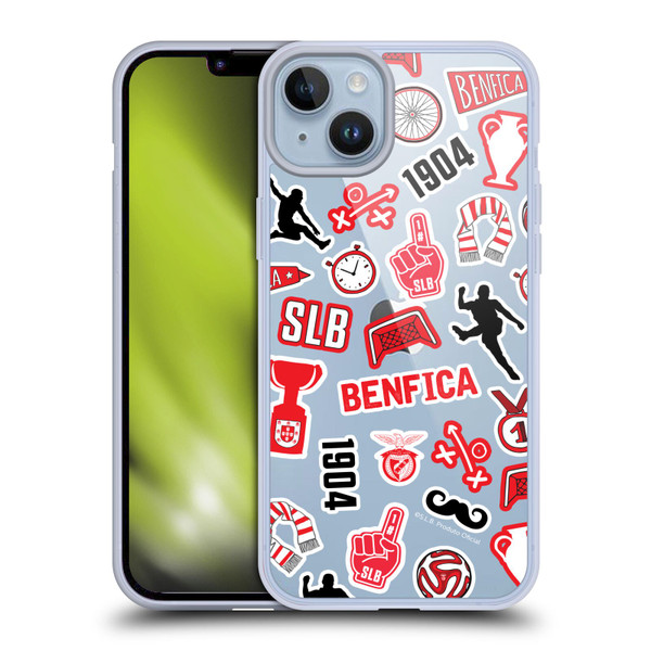 S.L. Benfica 2021/22 Crest Stickers Soft Gel Case for Apple iPhone 14 Plus & MagSafe