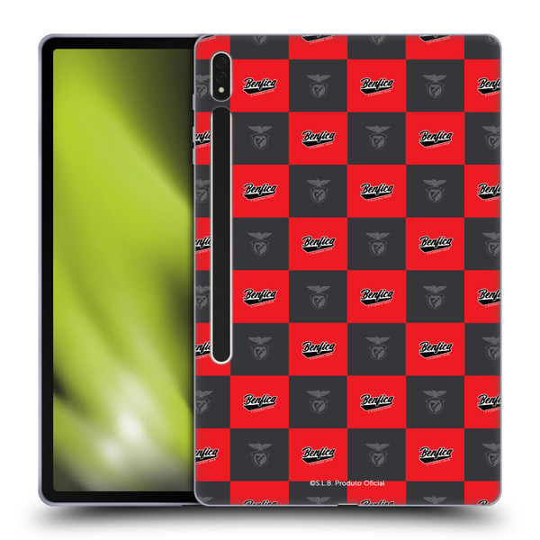 S.L. Benfica 2021/22 Crest Logo Pattern Soft Gel Case for Samsung Galaxy Tab S8 Plus